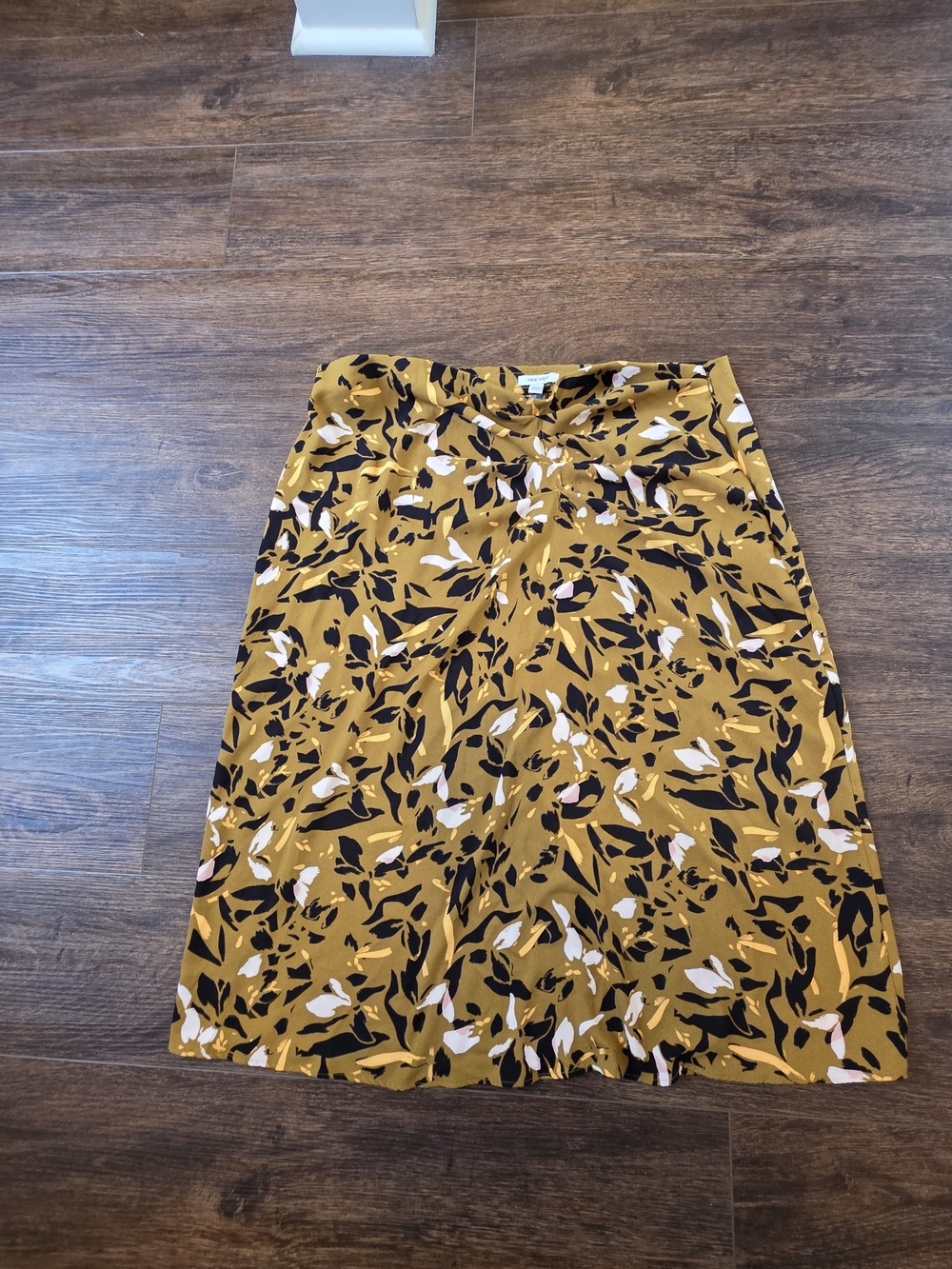 Nine West Mustard Floral A-Line Skirt